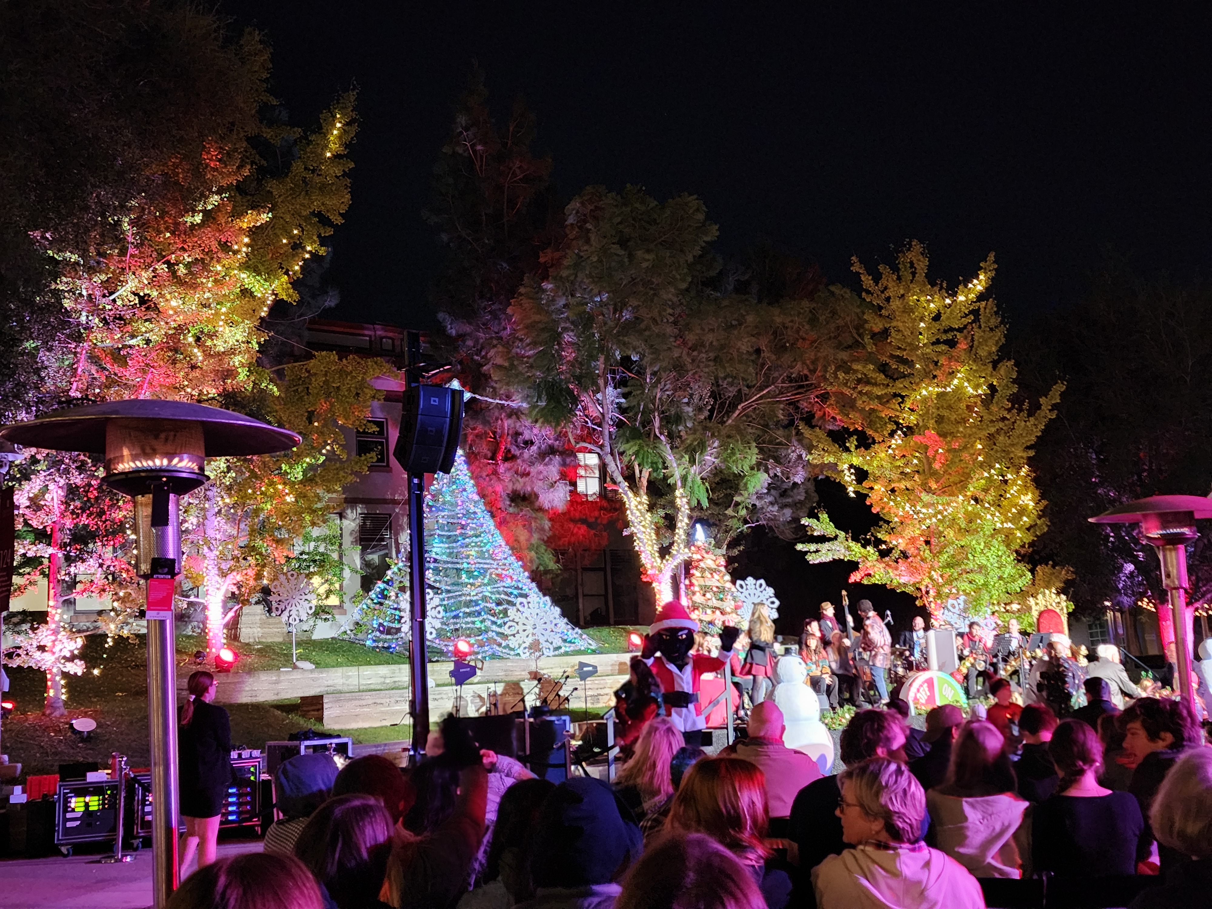 Chapman University neighborhood lit for the holidays with a live orchestra